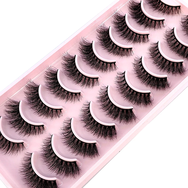 10 Pairs Faux Mink Eyelashes Handmade False Eyelashes Natural Nude Makeup Simulation Cross Messy Eye 3D Curly Eyelashes