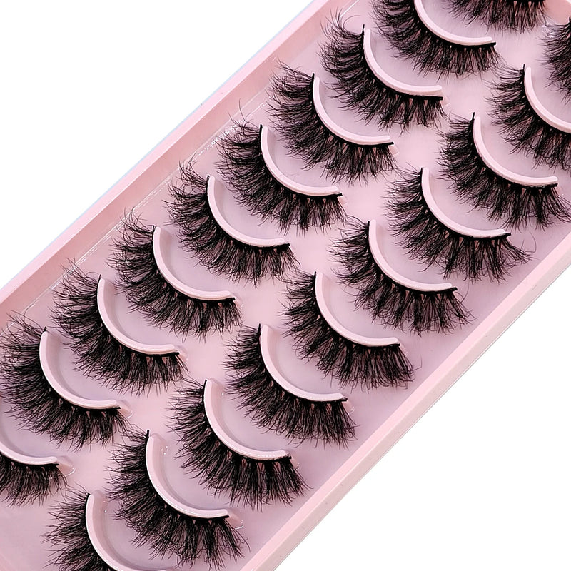 10 Pairs Faux Mink Eyelashes Handmade False Eyelashes Natural Nude Makeup Simulation Cross Messy Eye 3D Curly Eyelashes